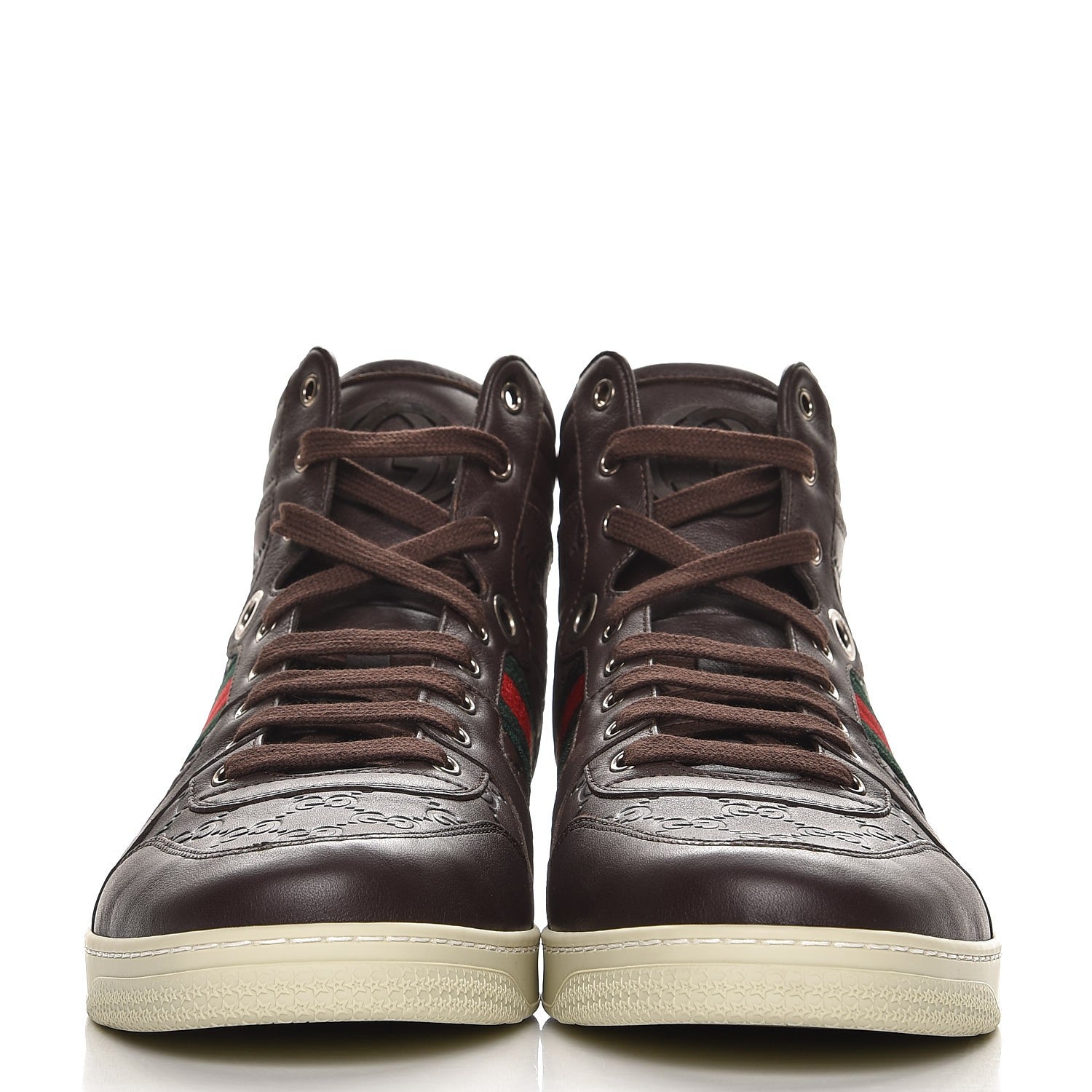 Gucci Guccissima Web Mens High Top Sneakers 10 Chocolate 3 of 9