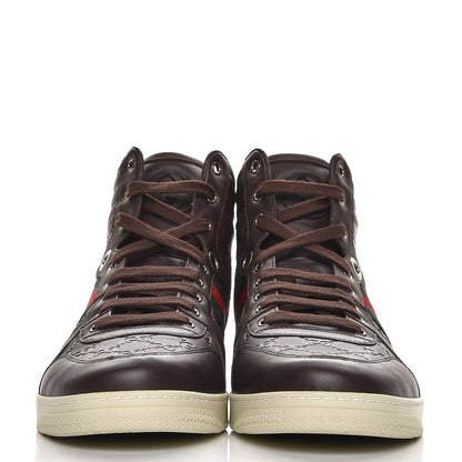 Gucci Guccissima Web Mens High Top Sneakers 10 Chocolate 3 of 9