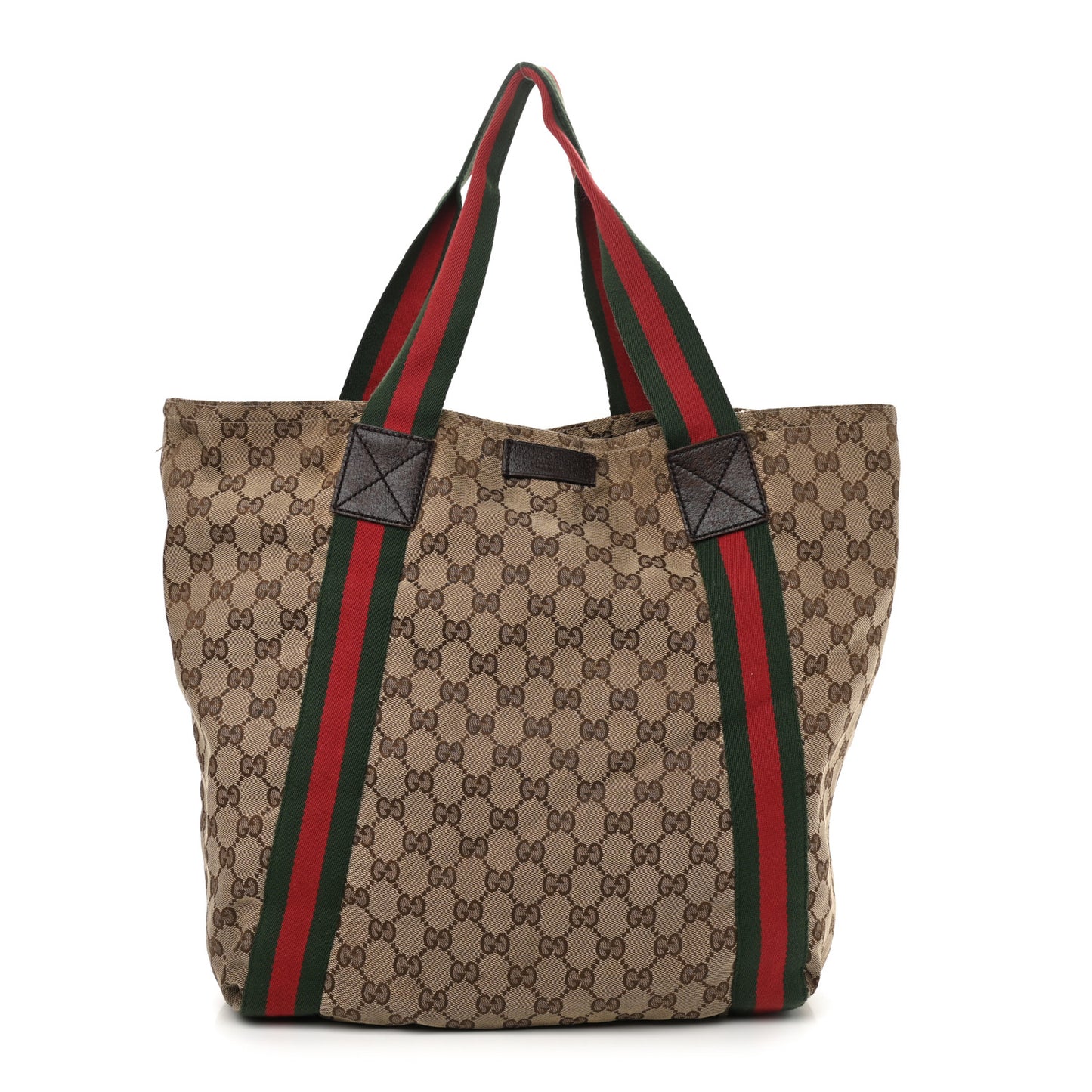 GG Monogram Medium Web Handle Vertical Tote Dark Brown