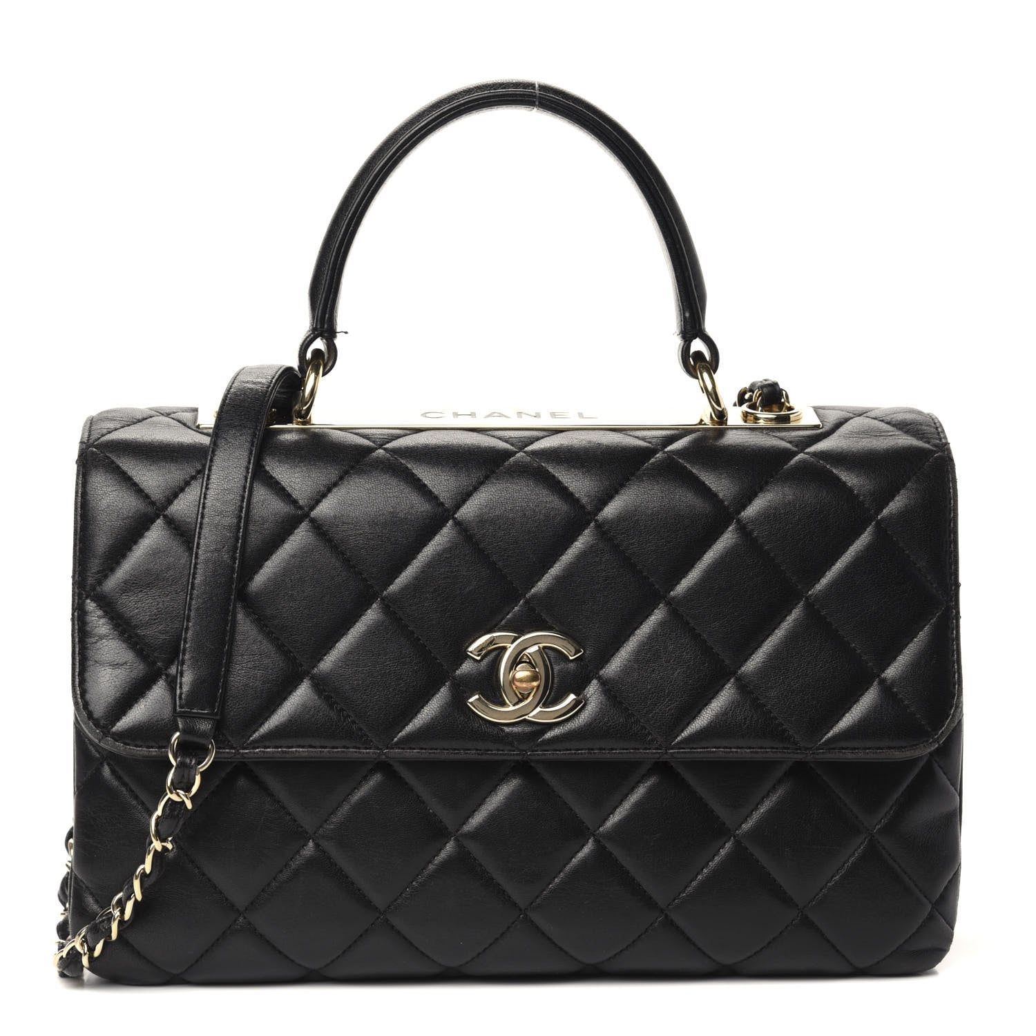 Chanel Lambskin Quilted Medium Trendy CC Flap Dual Handle Bag Black 1 of 14