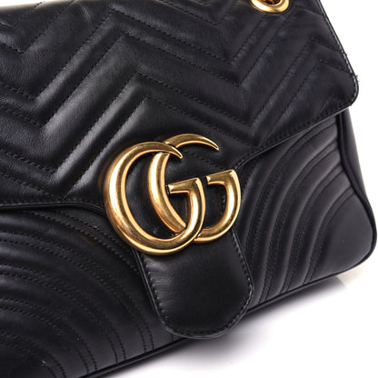 Gucci Calfskin Matelasse Medium GG Marmont Shoulder Bag Black 18 of 18
