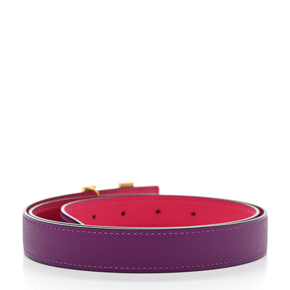 Hermes Epsom Swift 32mm H Belt 90/36 Rose Mexico Anemone 2 of 8