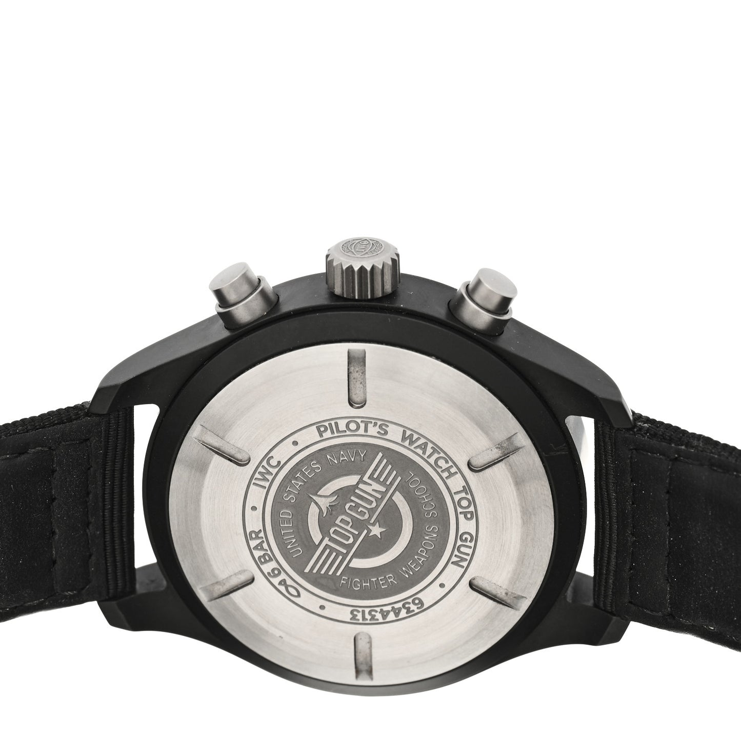 Ceramic Titanium Fabric 44mm Pilot Top Gun Chronograph Automatic Watch Black IW389101