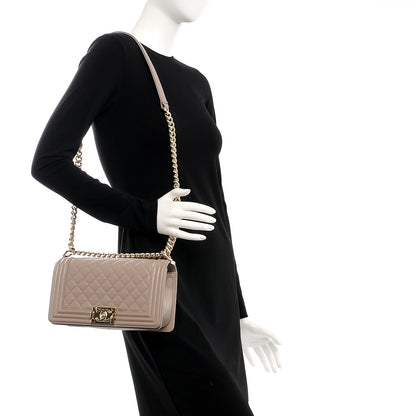 Chanel Caviar Quilted Medium Boy Flap Dark Beige 2 of 8