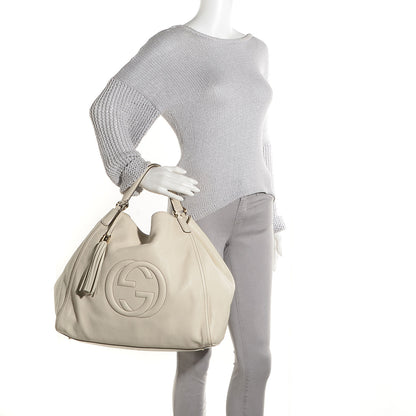 Gucci Pebbled Calfskin Large Soho Shoulder Bag Off White 2 of 9