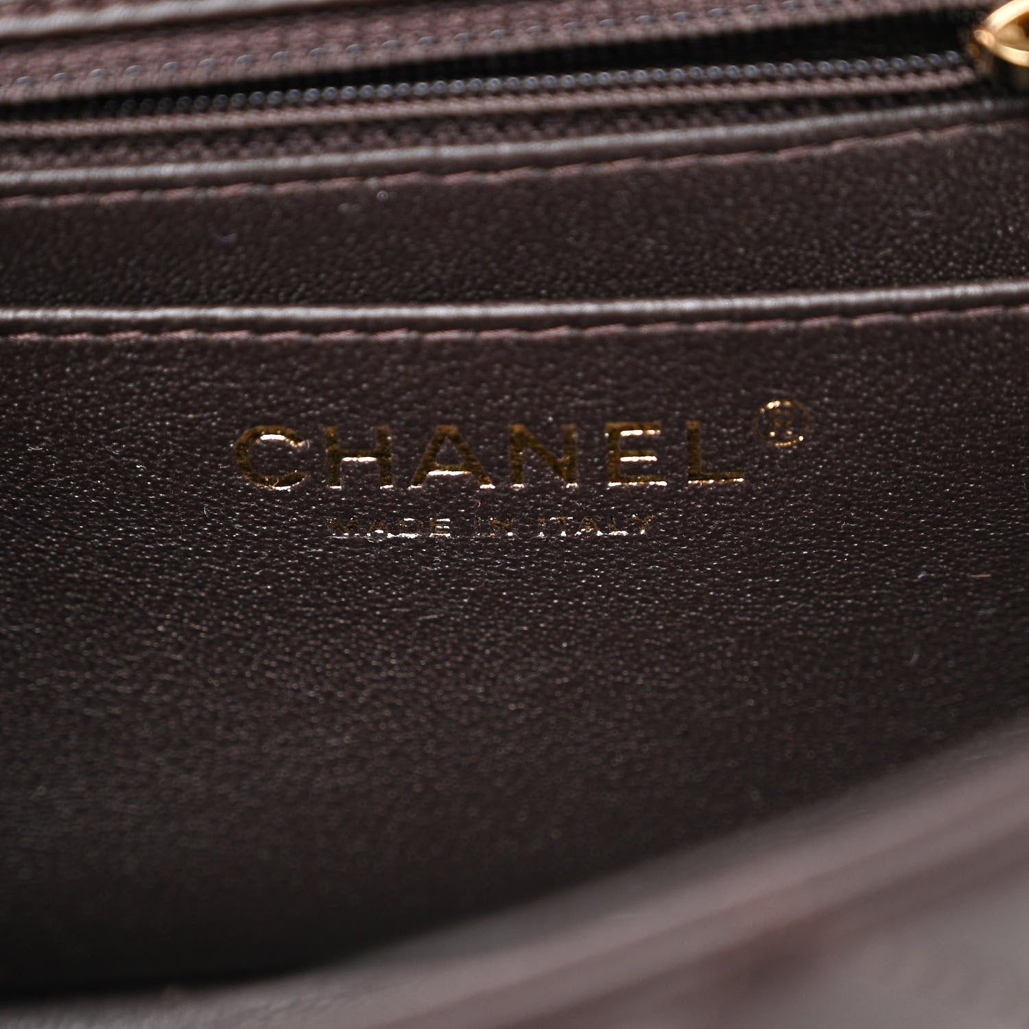 Chanel Lambskin Quilted Mini Rectangular Flap Dark Brown 7 of 11