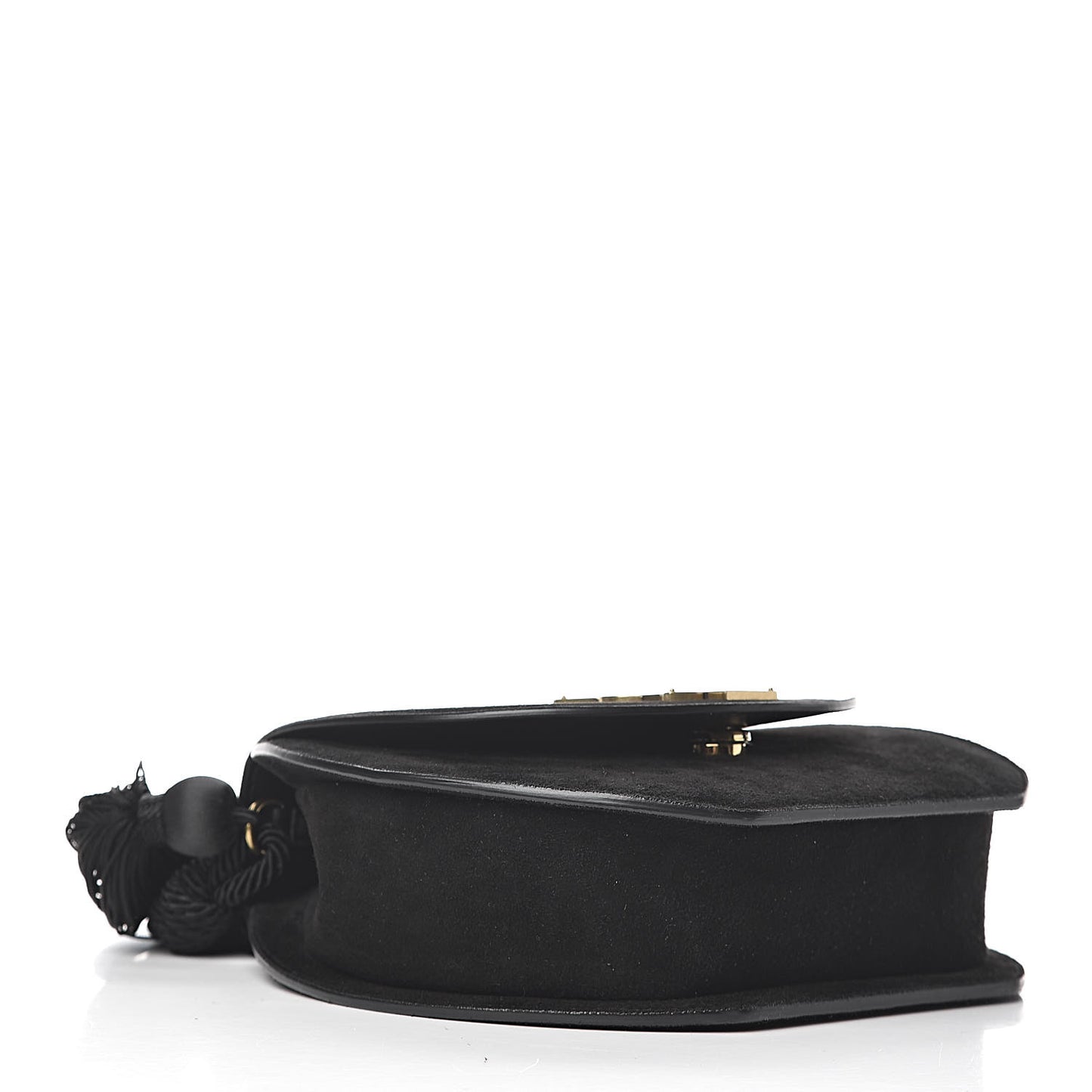 Suede Tassel Demie Lune Minaudiere Black
