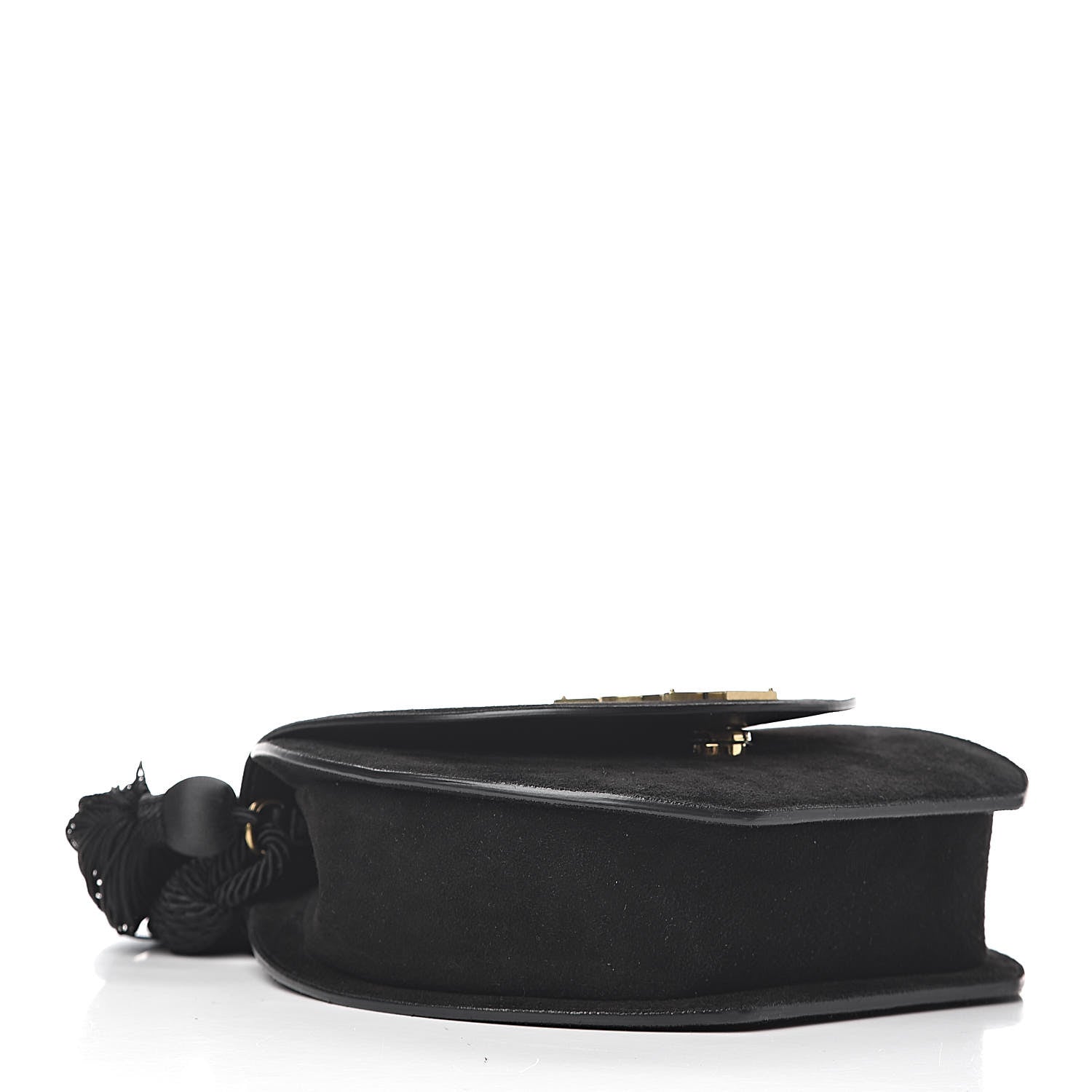 Saint Laurent Suede Tassel Demie Lune Minaudiere Black 4 of 10