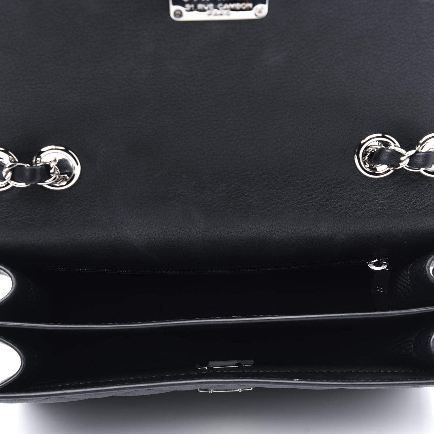 Goatskin Quilted Large CC Box Flap Black