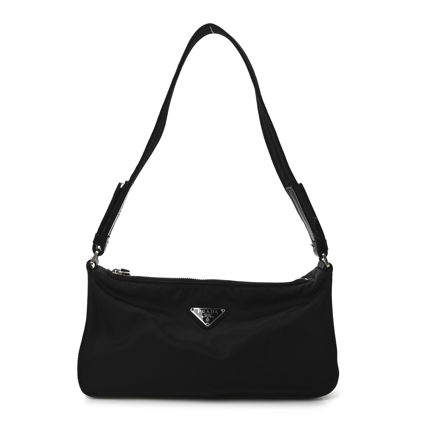 Tessuto Nylon Calfskin Pochette Black