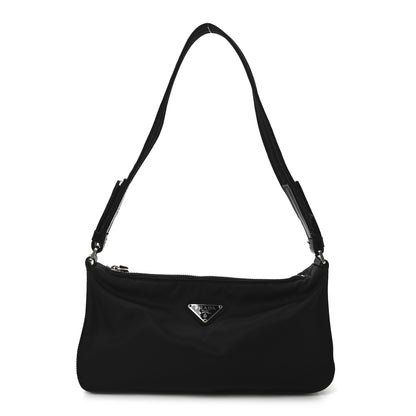 Prada Tessuto Nylon Calfskin Pochette Black 1 of 10