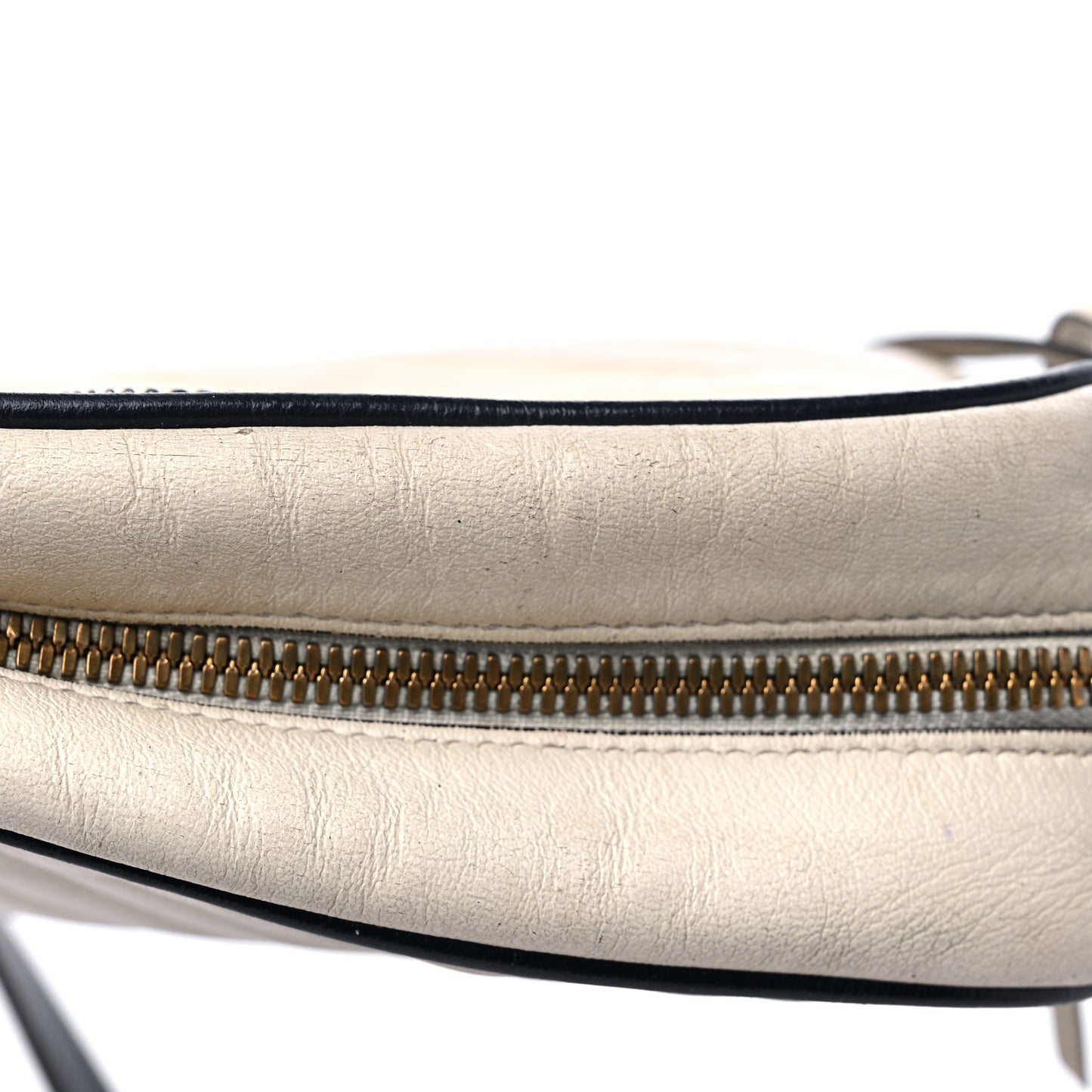 Vintage Effect Calfskin Matelasse Diagonal Small Torchon GG Marmont Chain Shoulder Bag Mystic White Blue Agata