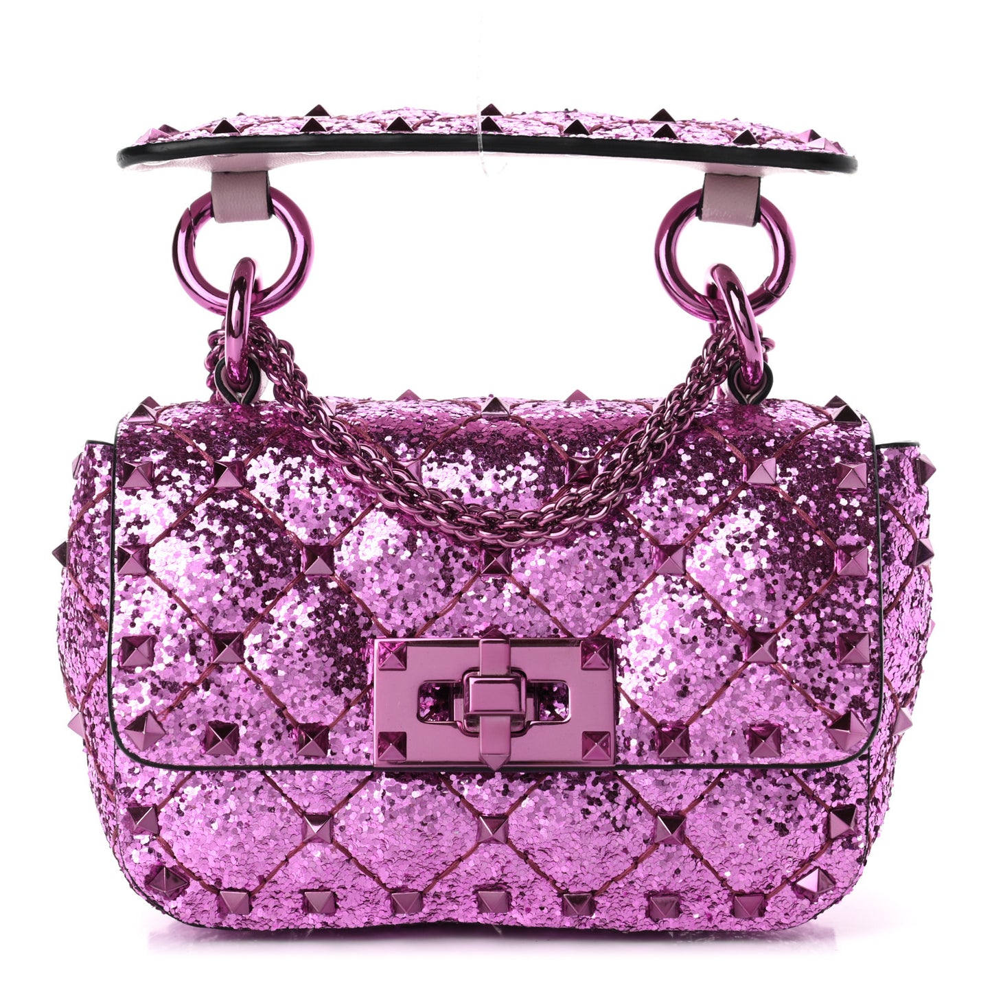 Glitter Micro Rockstud Spike Shoulder Bag Water Lilac