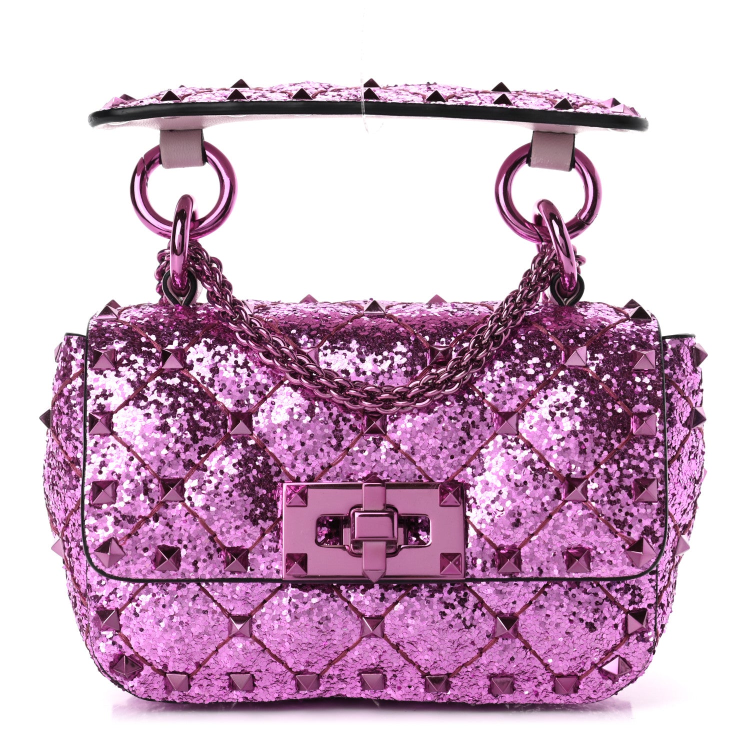 Valentino Garavani Glitter Micro Rockstud Spike Shoulder Bag Water Lilac 1 of 4
