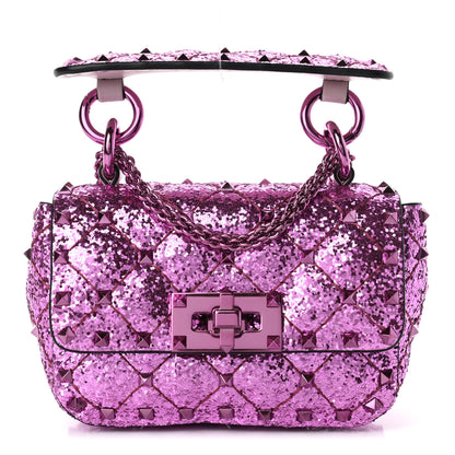 Valentino Garavani Glitter Micro Rockstud Spike Shoulder Bag Water Lilac 1 of 4