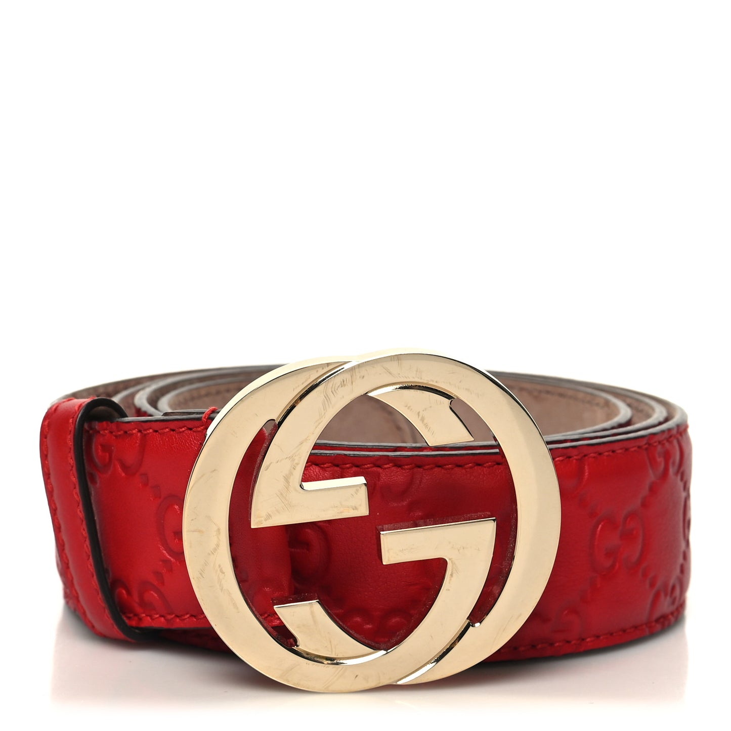 Guccissima Interlocking G 40mm Belt 105 42 Hibiscus Red