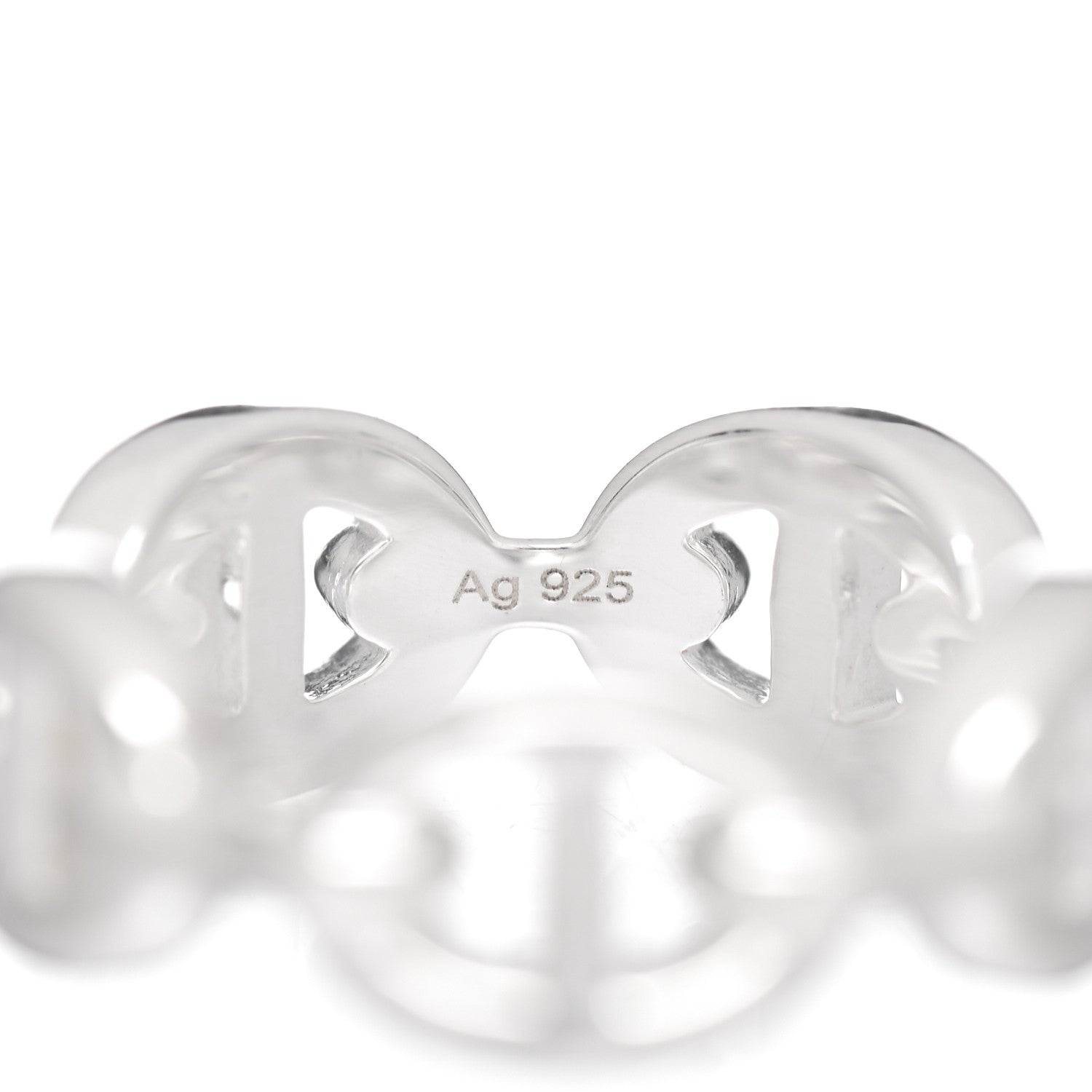 Hermes Sterling Silver PM Chaine d'Ancre Enchainee Band Ring 48 4.5 5 of 5