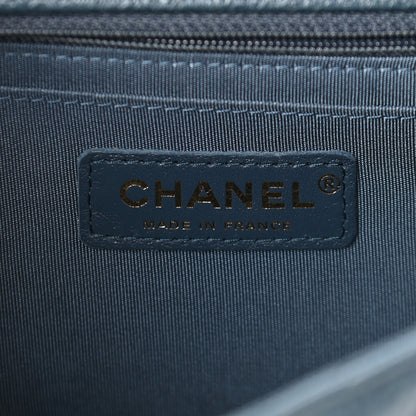 Chanel Metallic Calfskin Chevron Quilted Small Statement Flap Blue 6 of 9