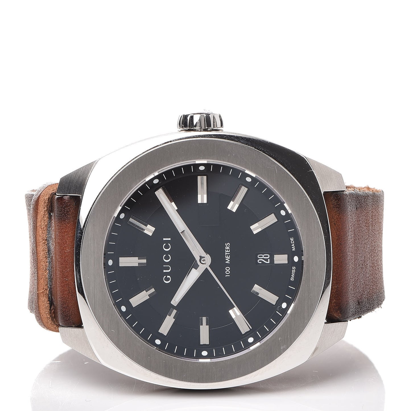 Stainless Steel Calfskin 44mm GG2570 Toscano Quartz Watch Black