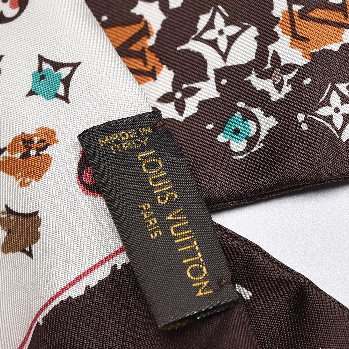 Silk Monogram Splash Bandeau Marron