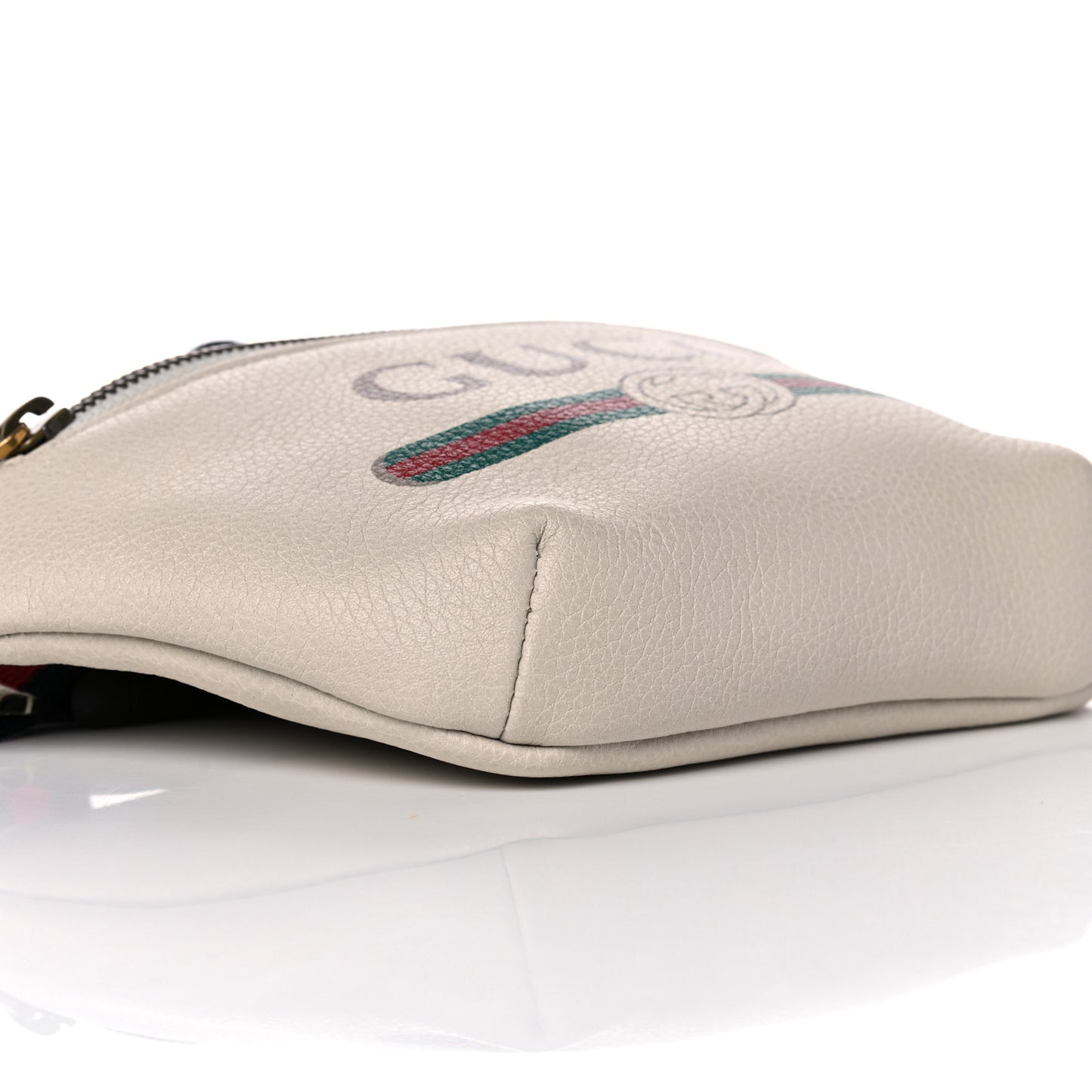 Grained Calfskin Small Logo Belt Bag White