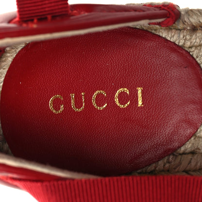 Gucci Nappa Matelasse GG Marmont Ankle Wrap Platform 35/120mm Espadrille Wedges 36.5 Hibiscus Red 9 of 10