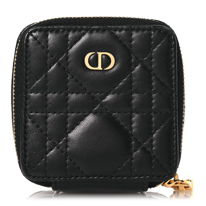 Christian Dior Calfskin Cannage Mini Caro Jewelry Case Black 1 of 9