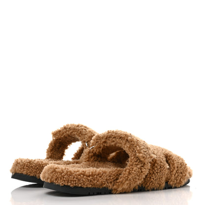 Hermes Woolskin Mens Chypre Sandals 43 Beige Gobi 4 of 8