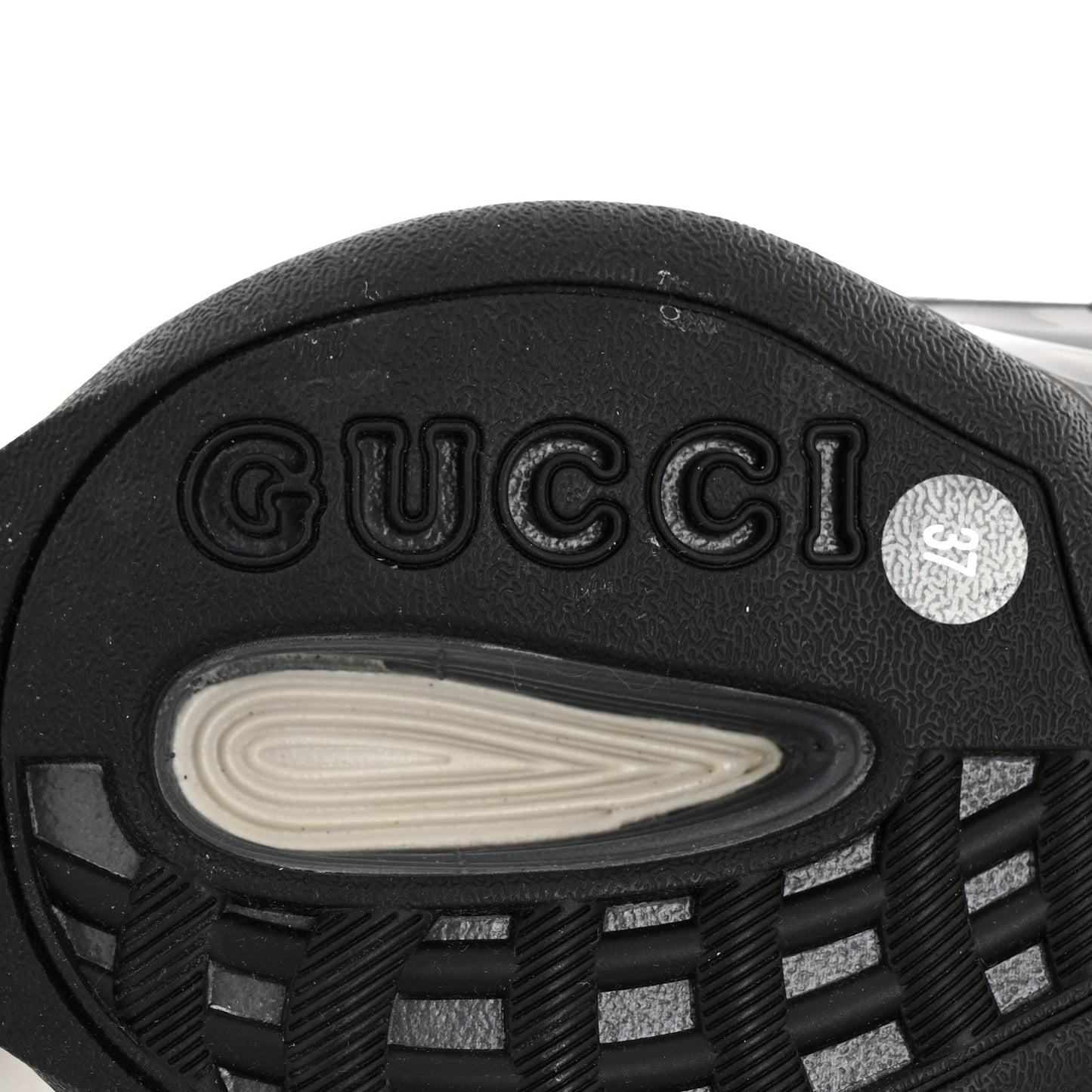 Technical Knit Fabric Suede Calfskin Mens Gucci Run Sneakers 37 Light Grey Brown