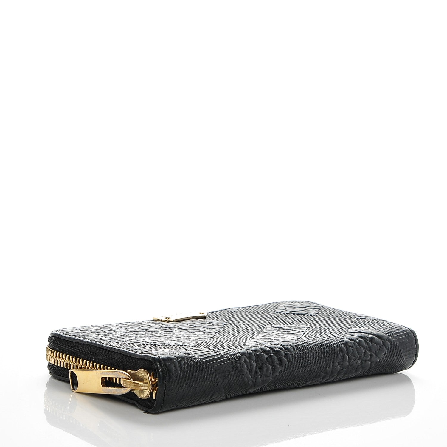 Burberry Grainy Calfskin Check Embossed Elmore Zip Around Wallet Black 4 of 7