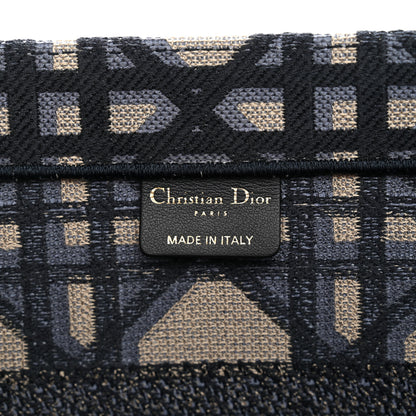 Christian Dior Canvas Macrocannage Embroidered Medium Book Tote Beige Blue 6 of 11