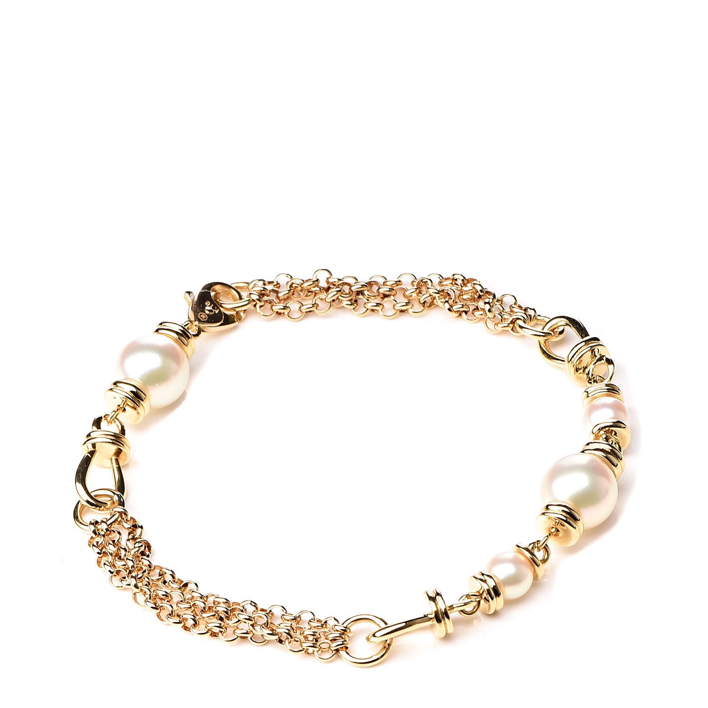 18K Yellow Gold Akoya Pearl 5-8mm Chain Bracelet