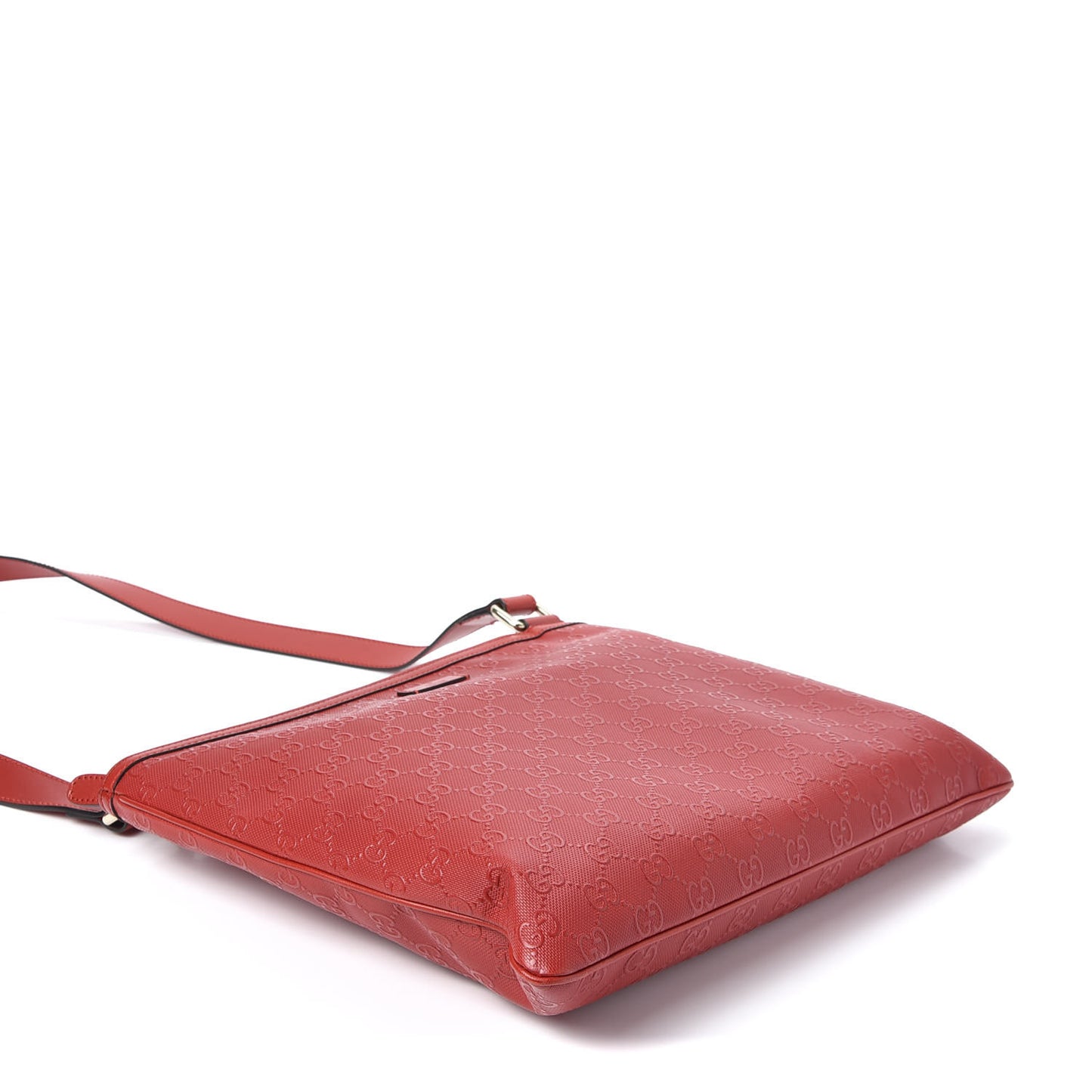Coated Canvas Monogram Embossed Medium Flat Messenger Bag Red