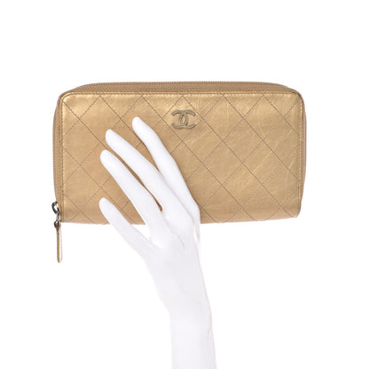 Chanel Metallic Aged Calfskin Quilted Palette Large Gusset Zip Around Wallet Gold 2 of 15