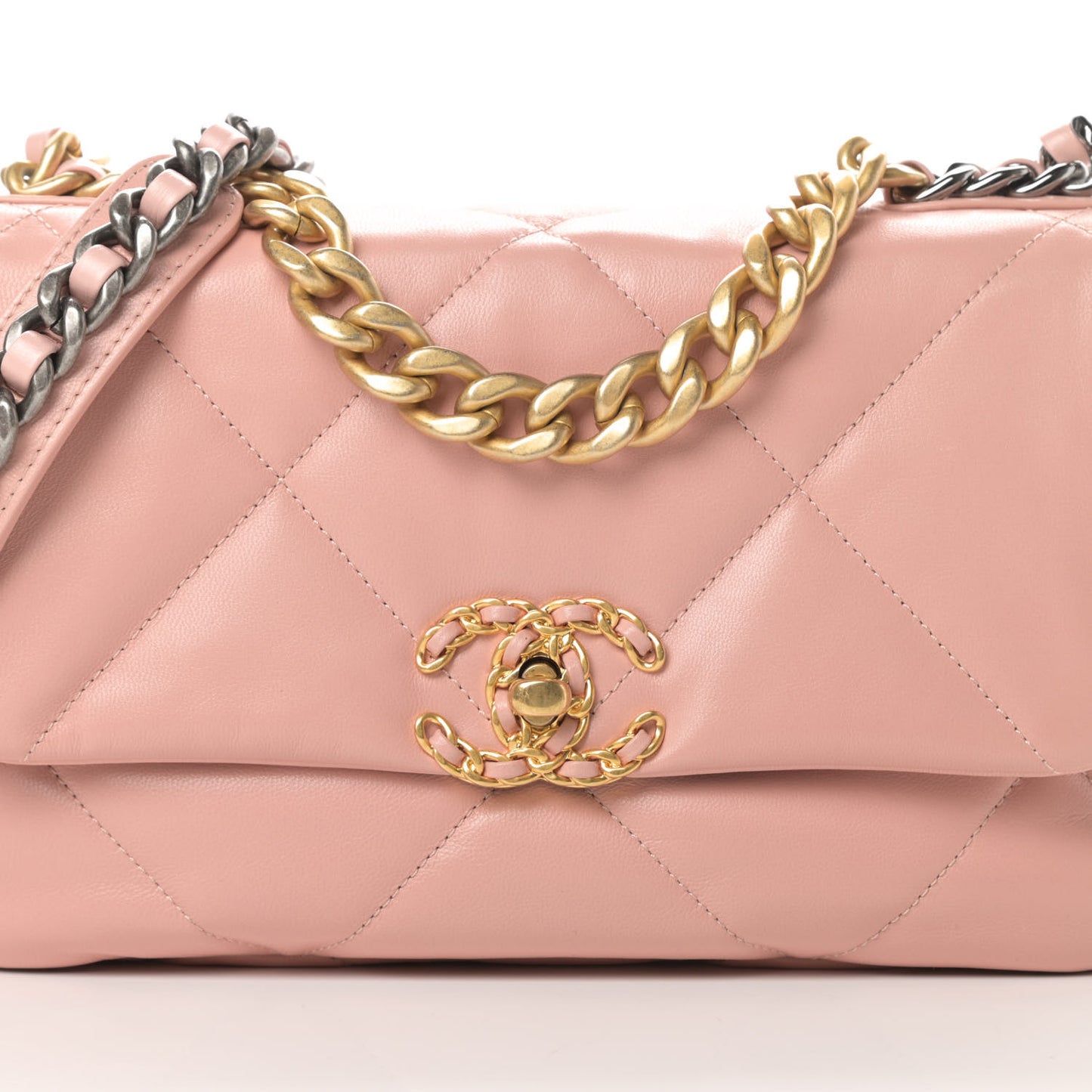 Goatskin Quilted Medium Chanel 19 Flap Light Pink