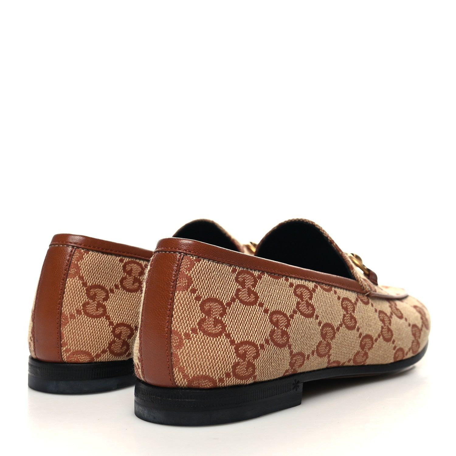 Gucci Canvas GG Monogram Horsebit Womens Jordaan Loafers 35 Beige Ruggine 4 of 8
