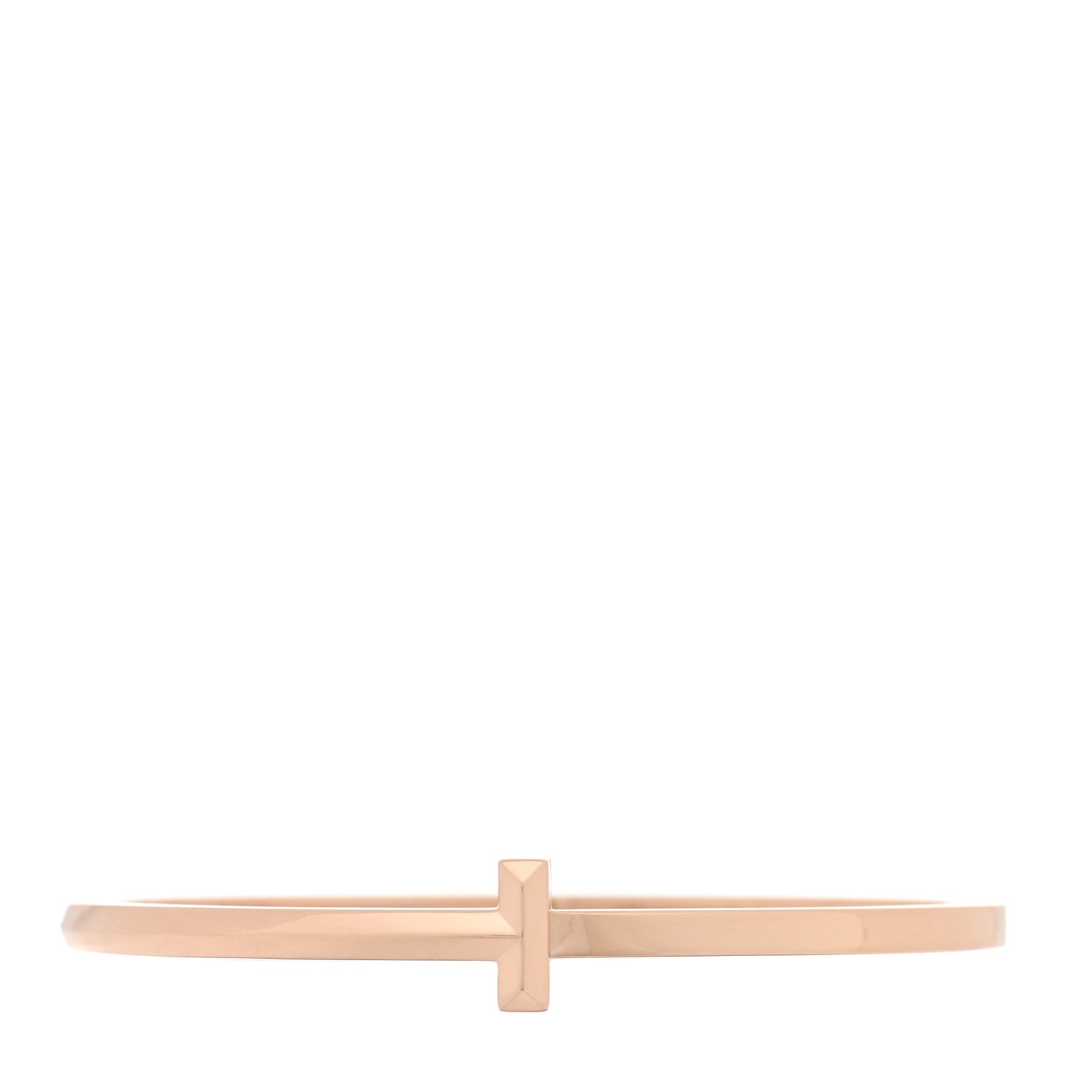 Tiffany 18K Rose Gold Narrow T T1 Hinged Bangle Bracelet 1 of 3