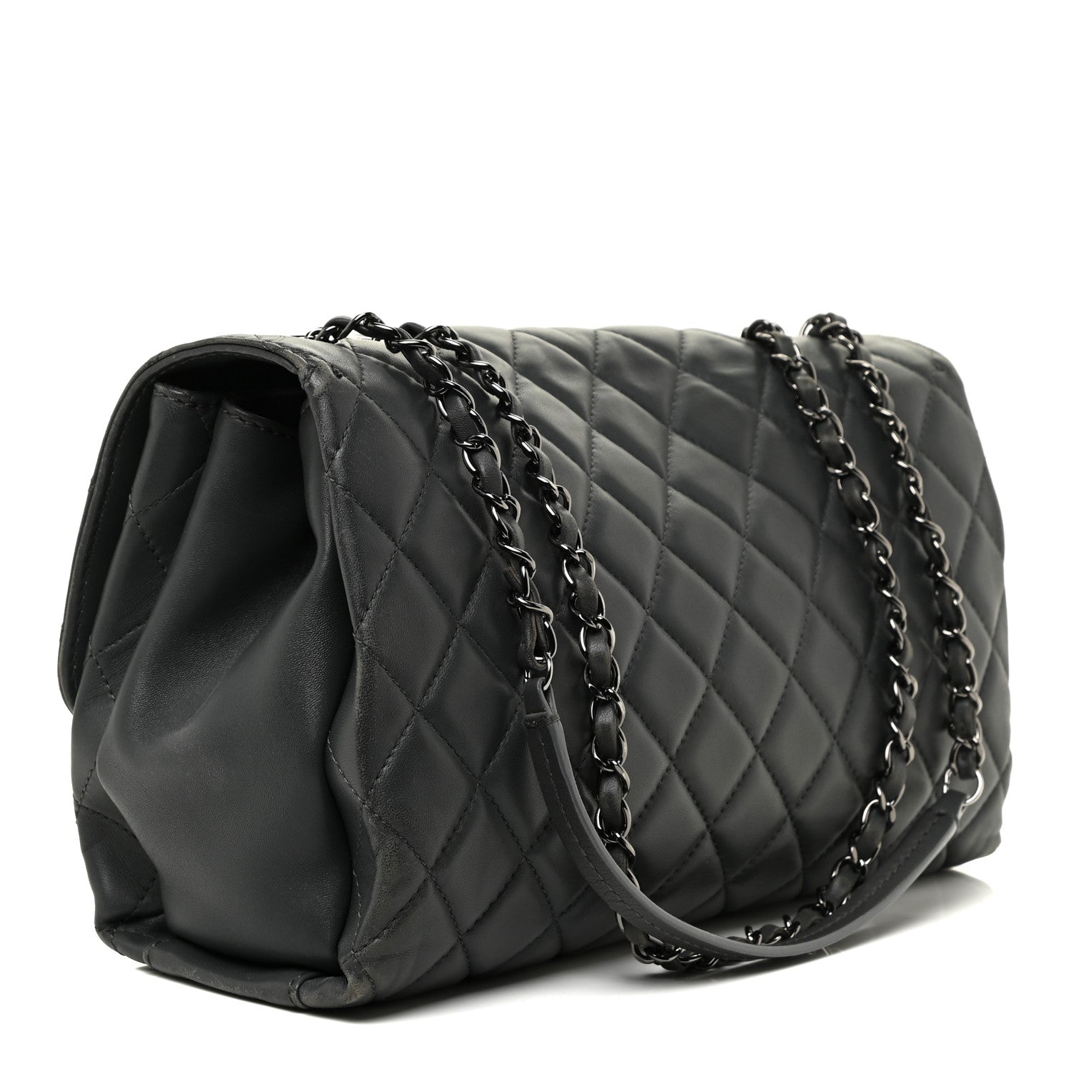 Chanel Lambskin Quilted Jumbo Coco Loop Flap Charcoal Grey 3 of 22