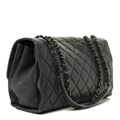 Chanel Lambskin Quilted Jumbo Coco Loop Flap Charcoal Grey 3 of 22