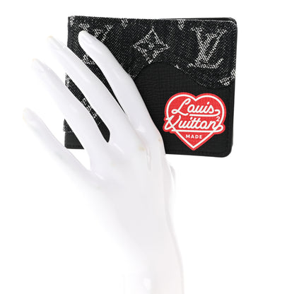 Louis Vuitton X NIGO Taurillon Monogram Denim Drip Slender Wallet Black 2 of 7