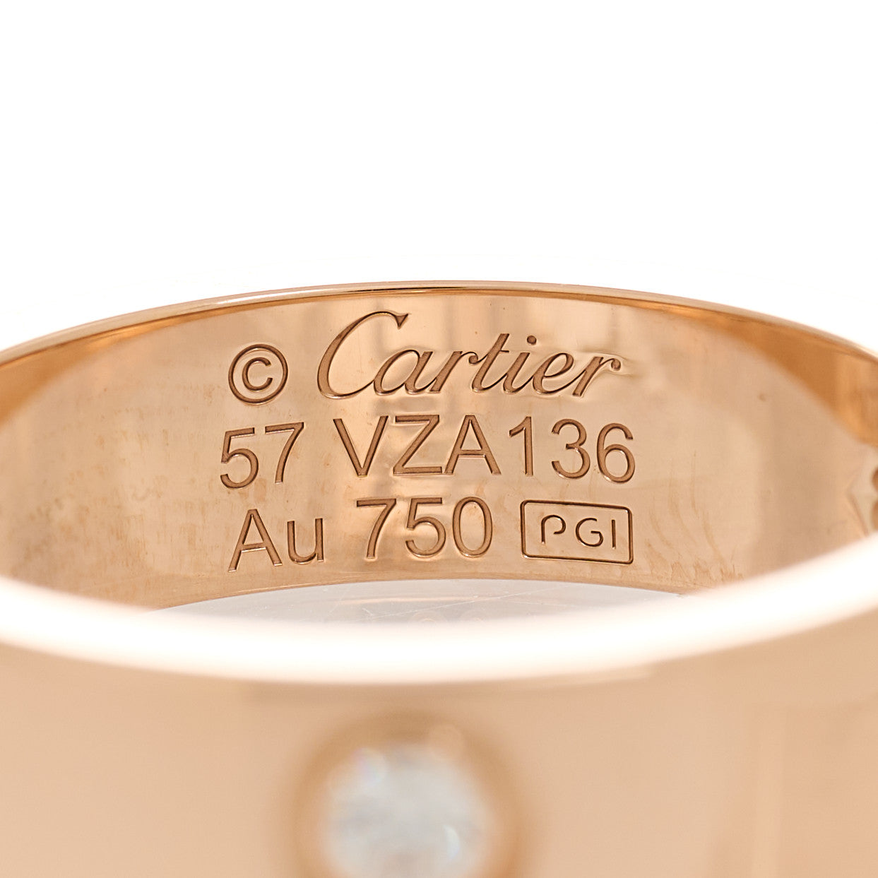 18K Pink Gold 3 Diamond 5.5mm LOVE Ring 57 8