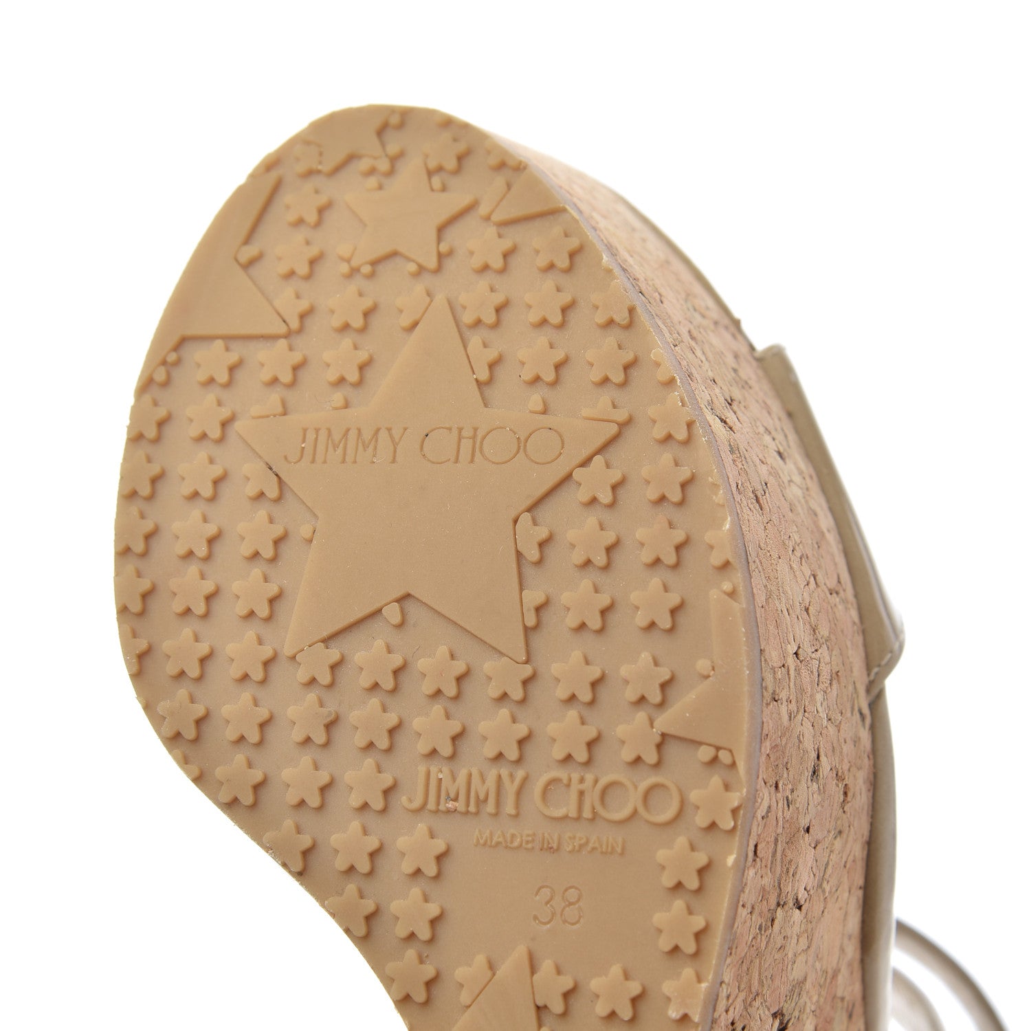 Jimmy Choo Patent Cork Portia 120 Wedge Sandals 38 Nude 15 of 23