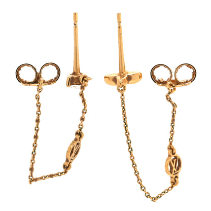 Louis Vuitton Metal Crystal Petit Louis Earrings Gold 3 of 5