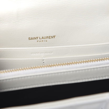 Saint Laurent Patent Calfskin Matelasse Monogram Vicky Chain Wallet Off White 5 of 8