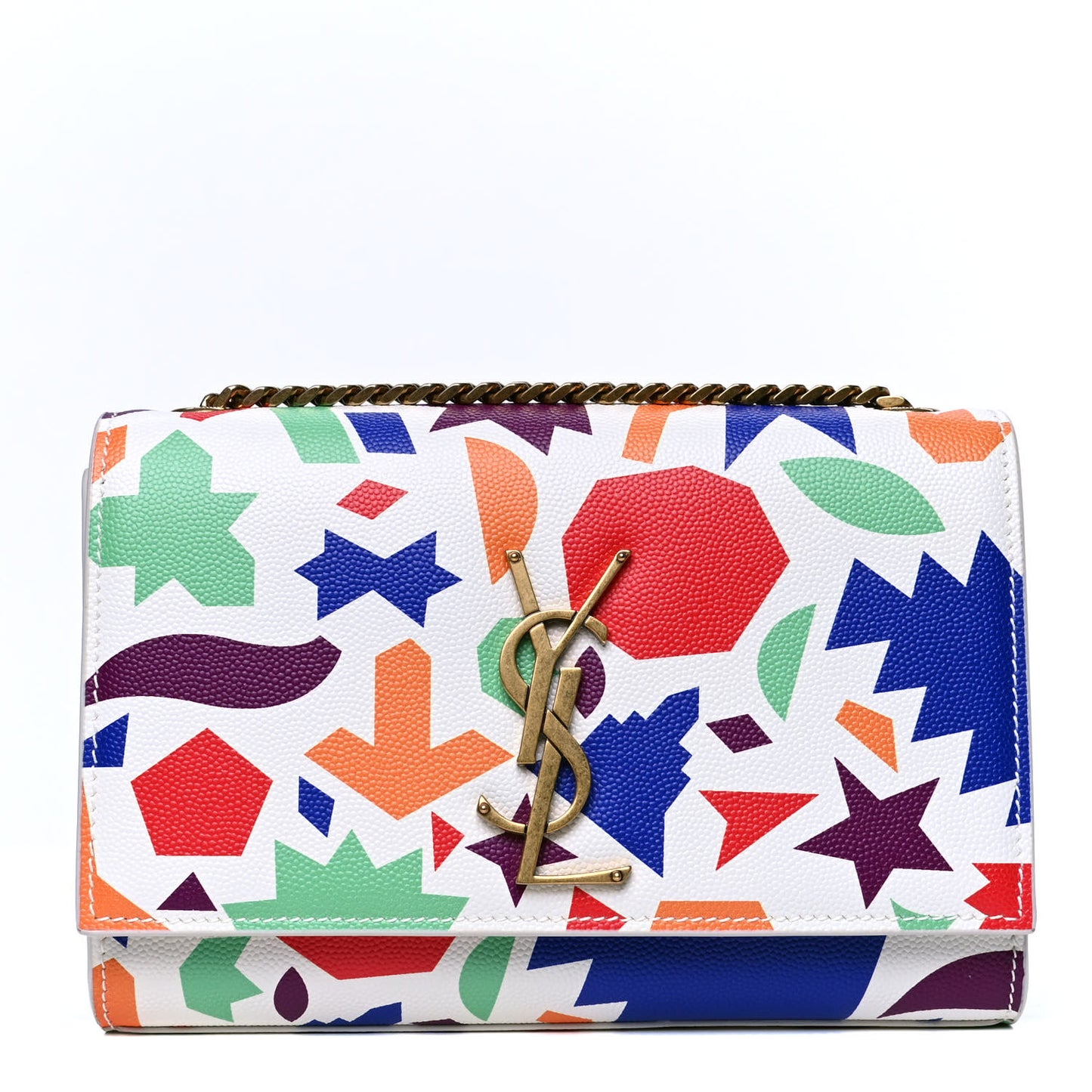 Grain De Poudre Small Classic Monogram Shapes Print Kate Satchel White