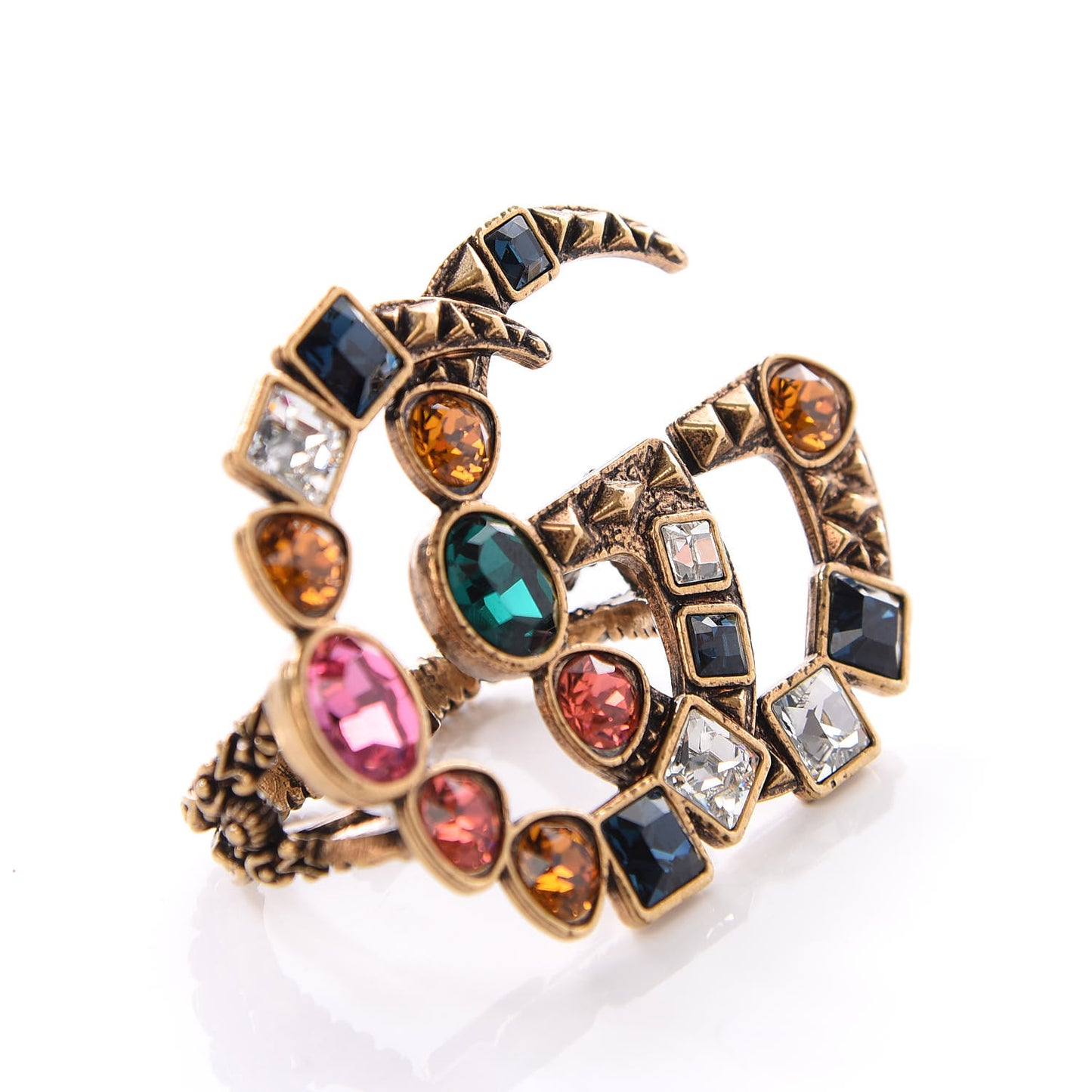 Crystal Double G Ring S Multicolor