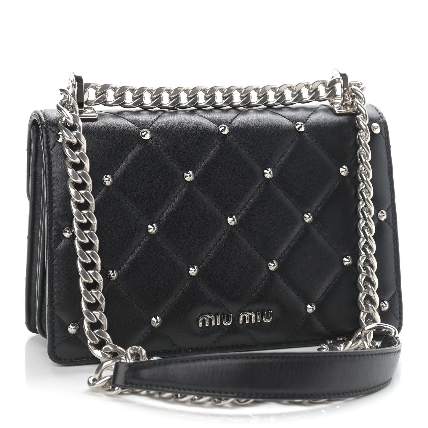 Pattina Nappa Crystal Studded Borchie Flap Bag Black