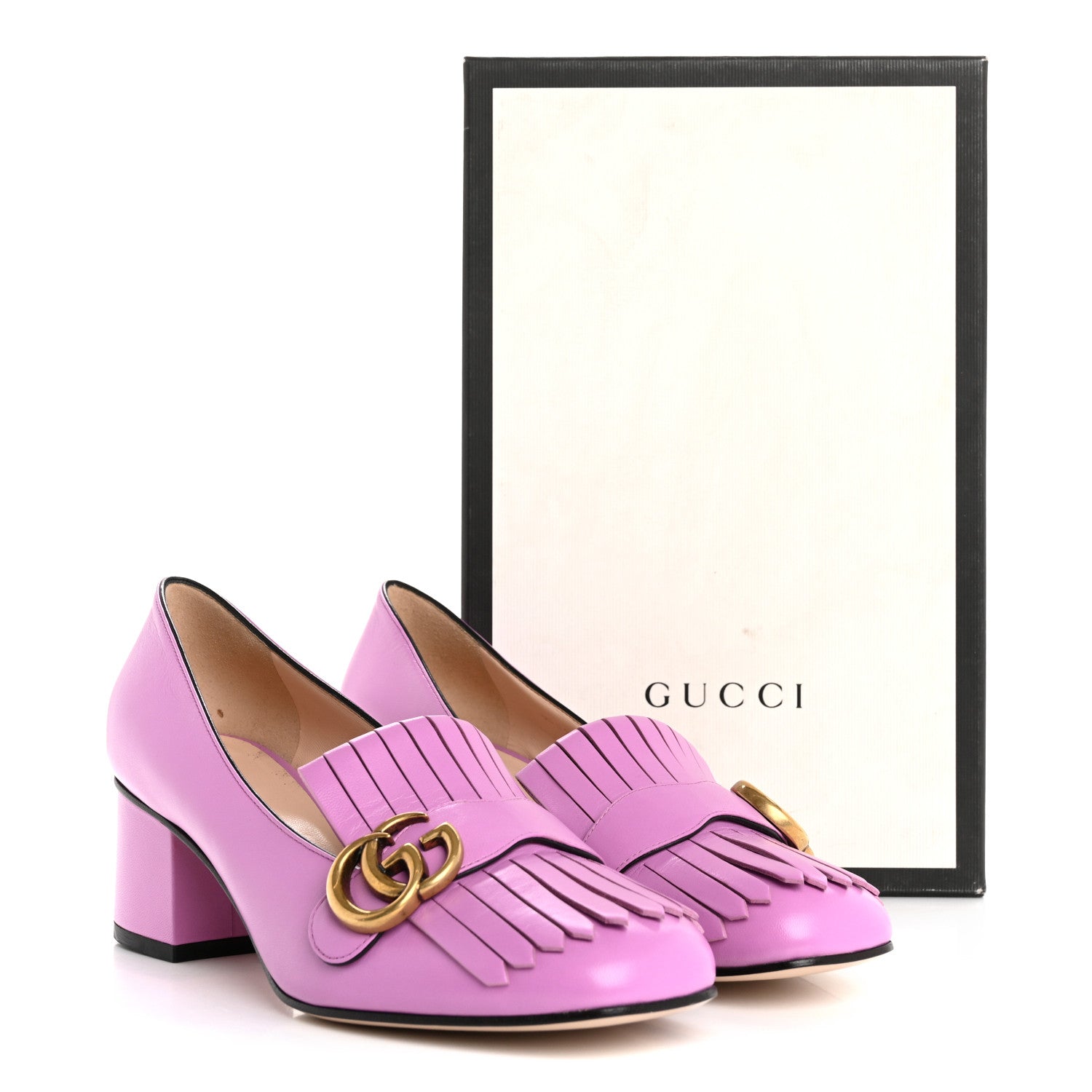 Gucci Malaga Kid GG Marmont Fringe 50mm Loafer Pumps 39 Candy Mouse 11 of 11