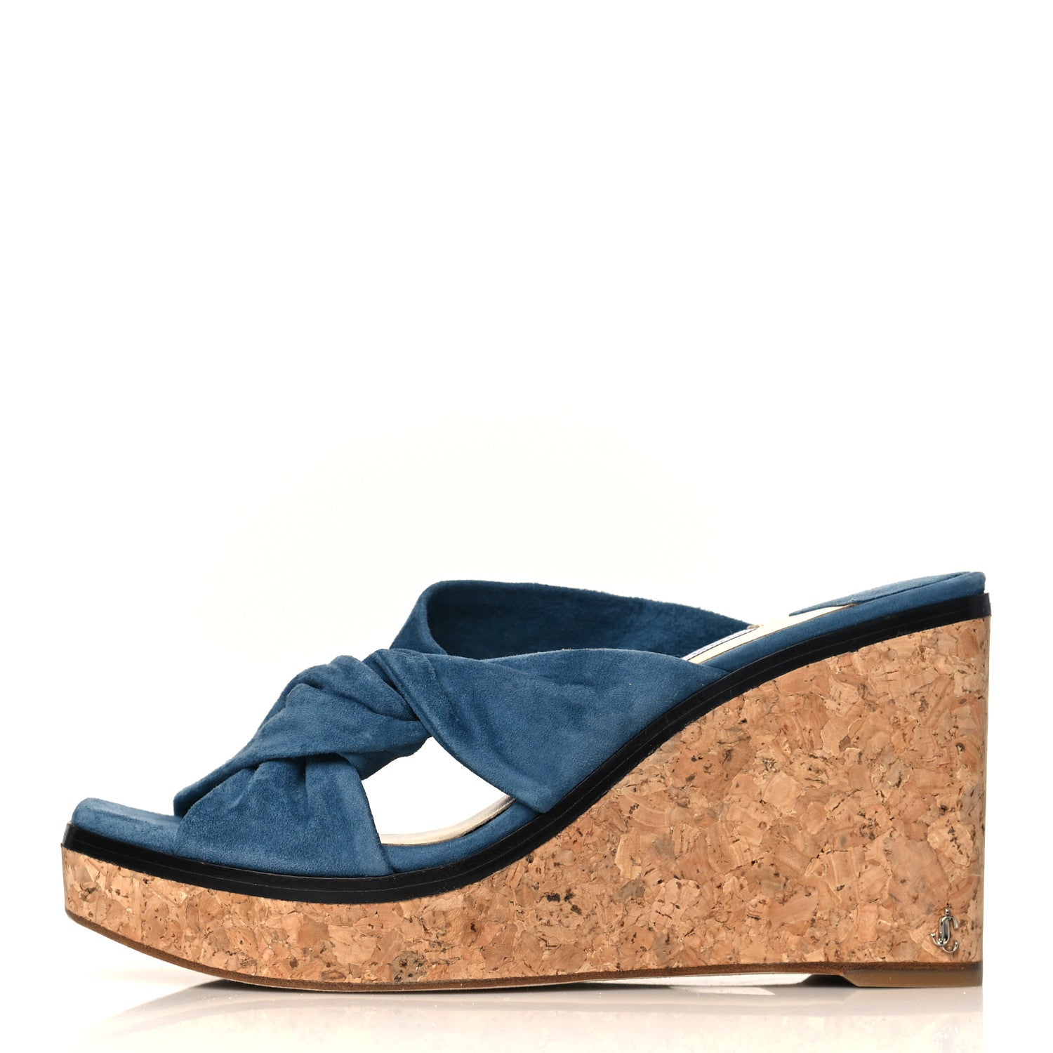 Jimmy Choo Suede Narisa 90 Wedge Mules 38.5 Blue 1 of 8