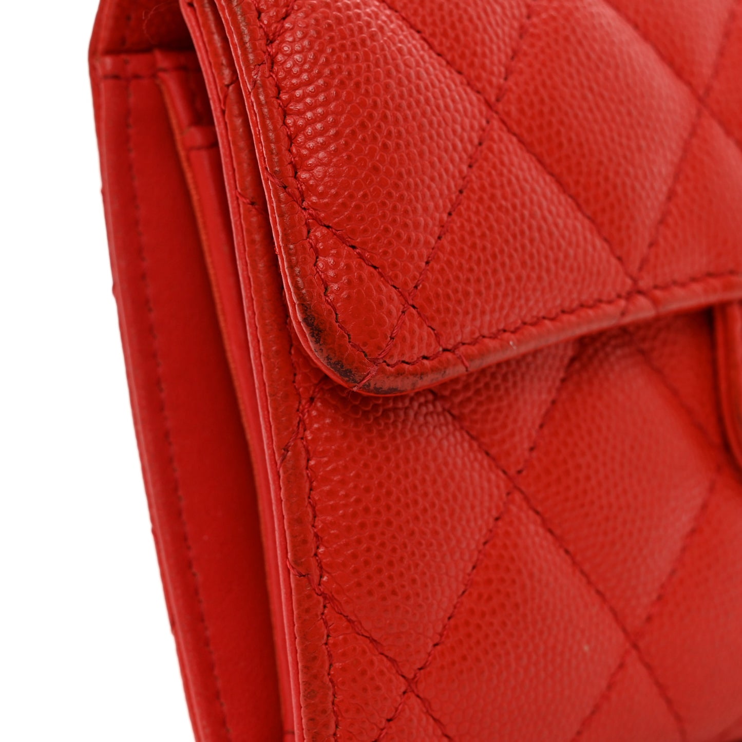 Caviar Quilted Medium Flap Wallet Red